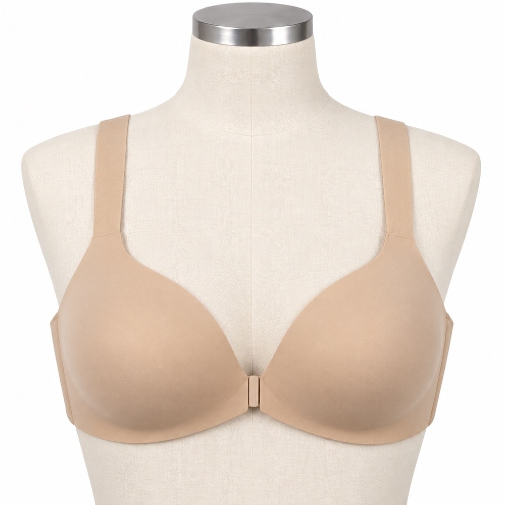 Spanx Brallelujah Front Close Wireless Bra Size 34C Tan Beige Comfort